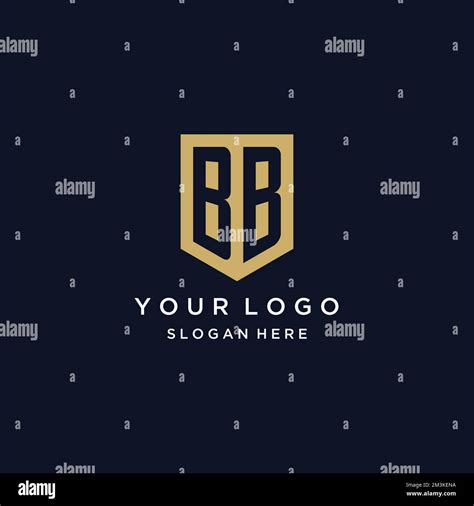 Bb Monogram Initials Logo Design With Shield Icon Template Stock Vector