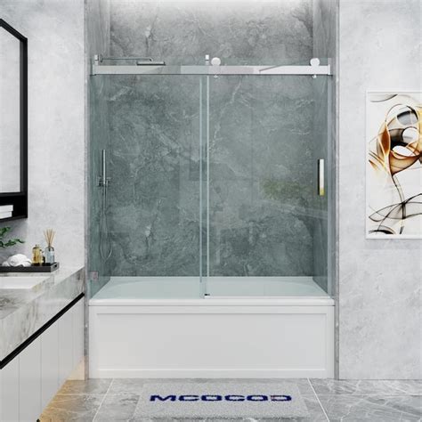 MCOCOD 56 60 5 In W X 66 In H Single Sliding Frameless Soft Close Tub