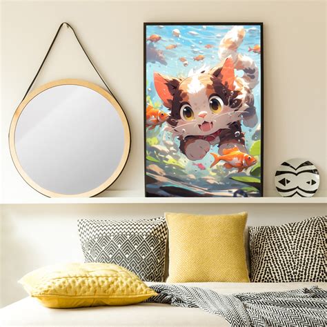 Artstation Cute Kitty Wall Art Print Watercolor Cat Portrait Baby
