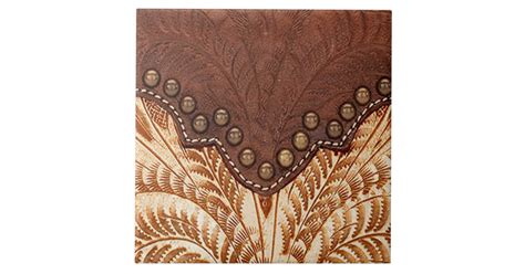 Tooled leather texture ceramic tile | Zazzle.com