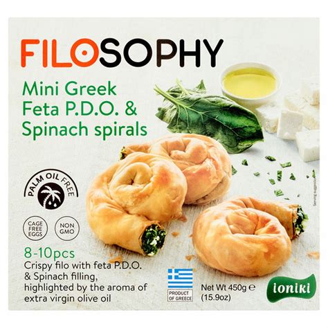 Filosophy Ioniki Mini Greek Feta P D O Spinach Spirals 15 9 Oz 15 9