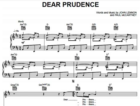 The Beatles Dear Prudence Free Sheet Music PDF For Piano The Piano