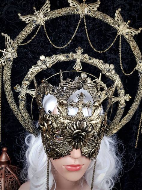 Set Iii Cathedral Halo And Cathedral Mask Blind Mask Gothic Etsy