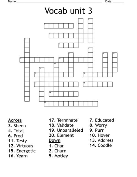 Crossword Puzzle Printable 3rd Grade Printable Crossword Puzzles