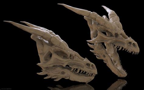 Artstation Dragon Skull In 2023 Dragon Bones Skull Game Skull Drawing