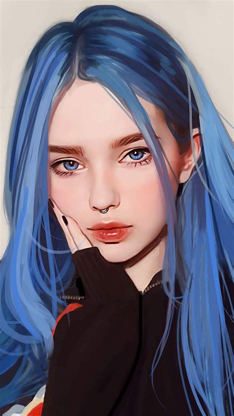 Blue Hairs Girl iPhone Wallpaper - iPhone Wallpapers