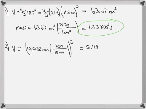 SOLVED Calculate The Mass Of The Following A Sphere Of Gold With A