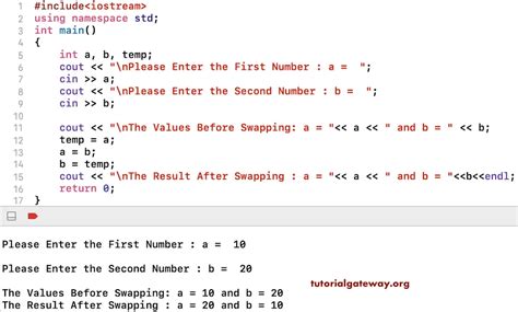 C Program To Swap Two Numbers