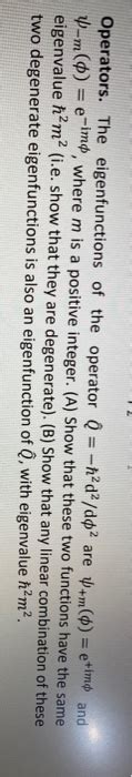 Solved Operators The Eigenfunctions Of The Operator 0 Chegg