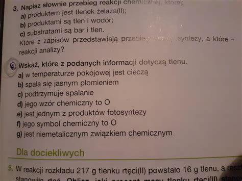 Proszę o pomoc Klasa 7 książka Chemia Nowej Ery Zad 4 Str 57 Zad 1