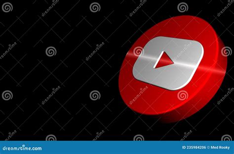 Youtube Button 3d Rendering Logo Isolated In Black Background