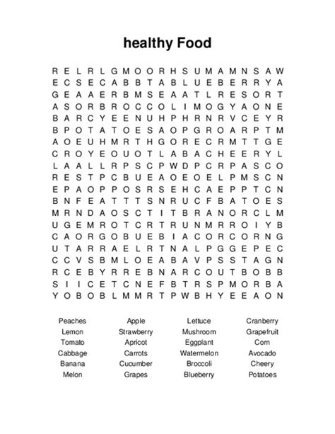 Healthy Food Word Search