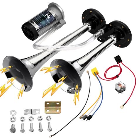 専門店の安心の1ヶ月保証付 Train Horn オンボードデュアル、ユニバーサルHDエアーコンプレッサー150PSI。車/トラック電車ホーン ...