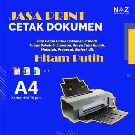 Jual Jasa Print Cetak Kertas Hvs A F Print Hvs A F Murah Hitam