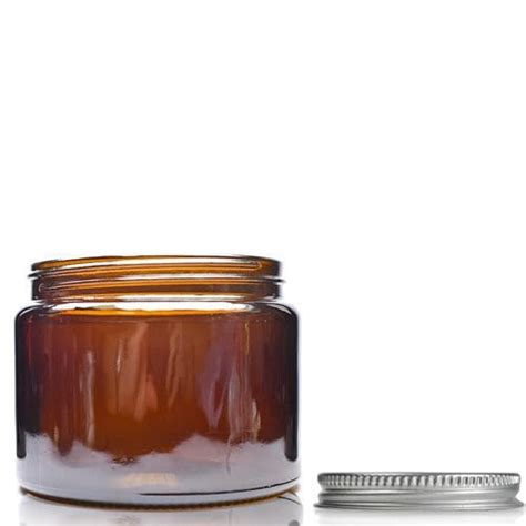 500ml Amber Glass Cosmetic Jar With Aluminium Cap Ampulla