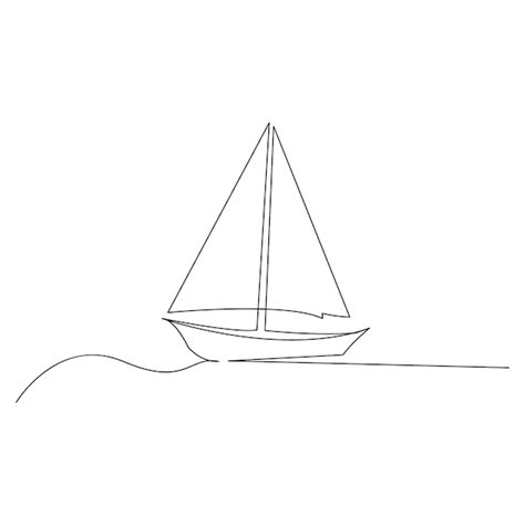 Barco De Vela De Mar Dibujo E Ilustraci N De Arte Vectorial Continuo De