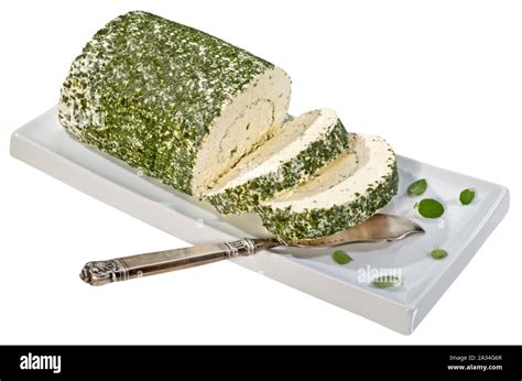 Le Roule Cheese Sliced Stock Photo Alamy