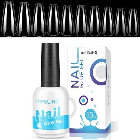 Gel Nail Glue And Nail Tips Kit Infeling 15ml 4 In 1 Uv