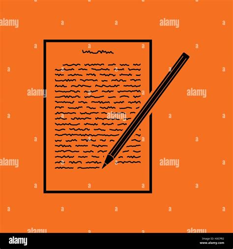 Sheet With Text And Pencil Icon Orange Background With Black Vector