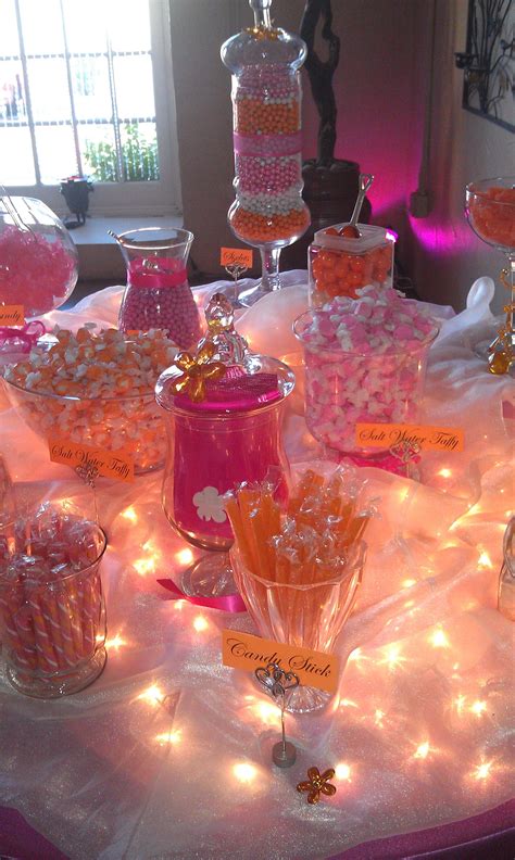 Pink And Orange Candy Station Wedding Favors