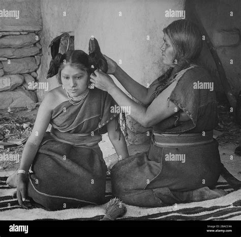 A Hopi Woman Dresses The Hair Of Young Unmarried Women Ca 1900 By