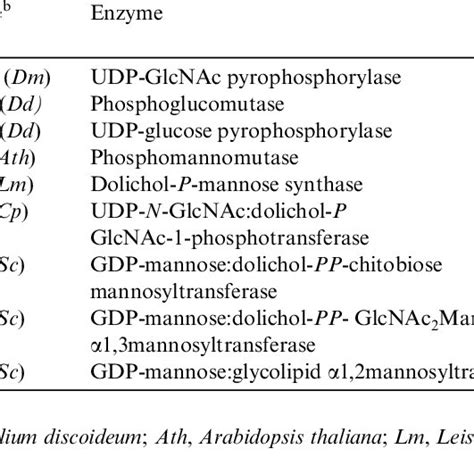 E Histolytica Putative Genes Involved In The Synthesis Of Download Table