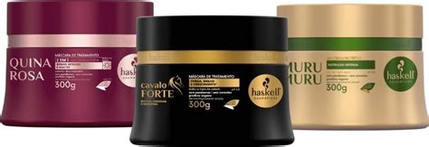 Kit Máscaras Quina Rosa Cavalo Forte Murumuru Haskell 300g