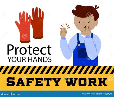 Safety First Health Protect Your Hands Poster Safety Work Stock