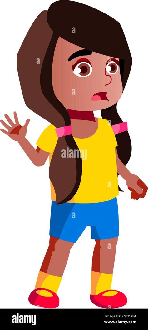 Scared Girl Kid Stay Home Alone Cartoon Vector Stock Vector Image And Art
