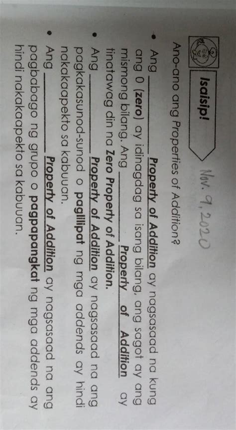 Ano Ano Ang Properties Of Addition Patulong Po Brainly Ph