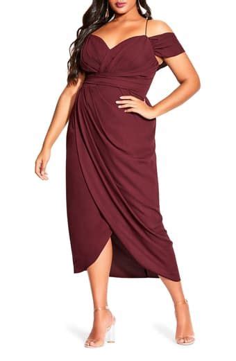 City Chic Rippled Love Off The Shoulder Sheath Dress Nordstrom