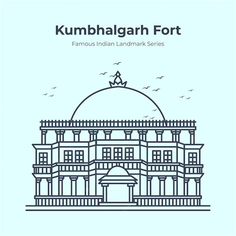 Premium Vector Kumbhalgarh Fort Indian Famous Landmark Outline