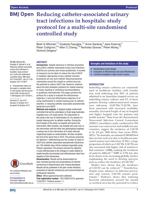 Pdf Reducing Catheter Associated Urinary Tract Infections In