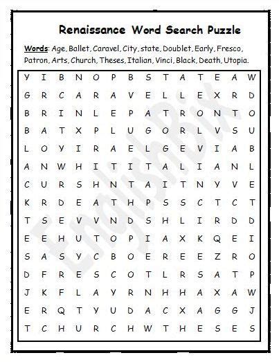 Renaissance Word Search Mini Workbook Englishbix