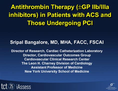 Antithrombin Therapy Gp Iib Iiia Inhibitors In Patients With Acs And Those Undergoing Pci