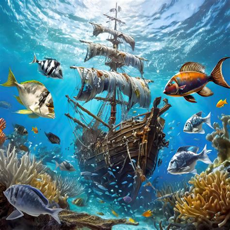 sunken pirate ship art print  stock photo public domain pictures