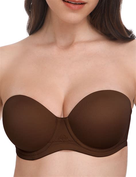 Wingslove Womens Strapless Plus Size Full Figure Bra Underwire Multiway Contour Bra Chocolate