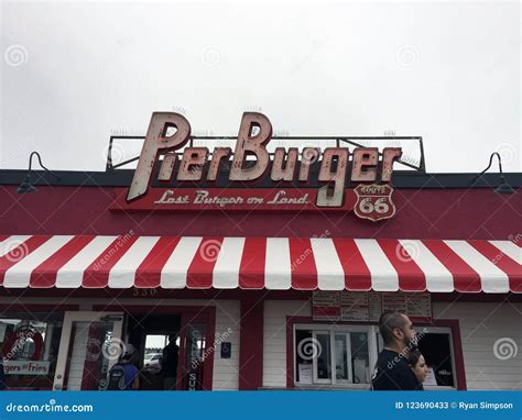 Pier Burger Retro Signage Santa Monica Beach Los Angeles Editorial