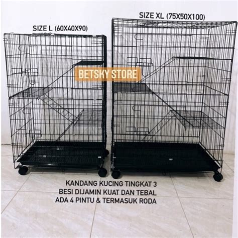 Jual Kandang Kucing Tingkat 3 Besi Tebal Dan Kokoh 4 Pintu Shopee