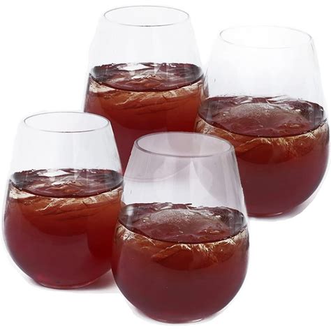 [8 Pack] 6 Oz Mini Stemless Clear Plastic Wine Glass Unbreakable Elegant And Reusable Wine