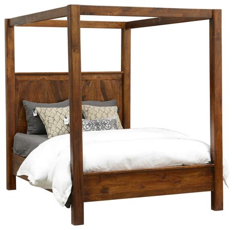 Rustic Wood Canopy Bed, California King - Rustic - Canopy Beds - by ...