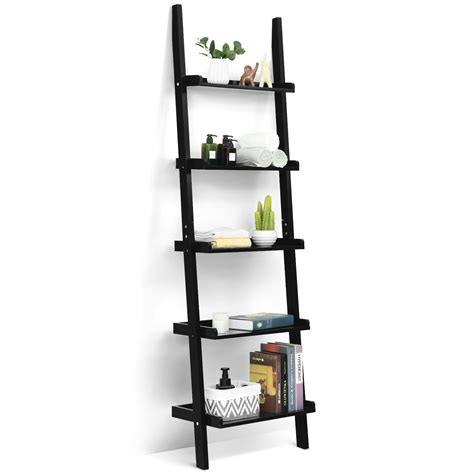 Giantex Ladder Shelf Tier Wall Leaning Bookshelf Ladder Bookcase