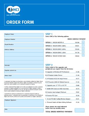 Fillable Online HCI NCR Orderform A W Viglen Fax Email Print PdfFiller