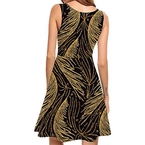 Hajgjp Long Dresses Womens Shiny Sequin Digital Print Plaid Sleeveless