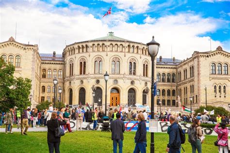 Oslo Parliament Building and Demonstration Editorial Stock Photo ...