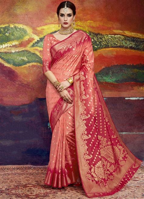 Princely Peach Classic Saree Saree Designs Party Wear Sarees Latest