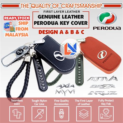 PERODUA MYVI ATIVA ALZA BEZZA AXIA ARUZ Genuine Leather Key Cover