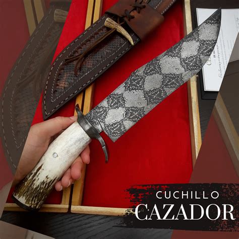 Cuchillo Cazador En Acero De Damasco Patr N Mosaico Cuchillos