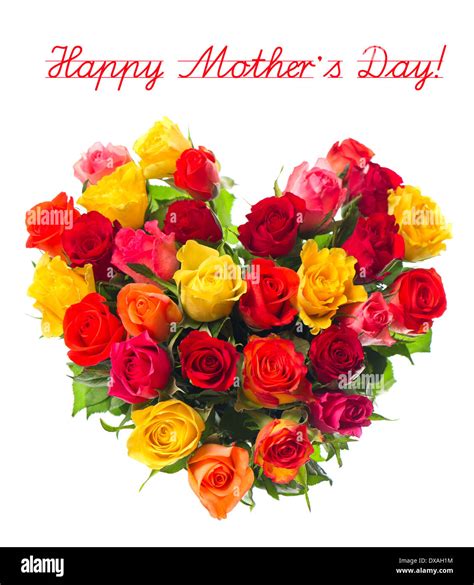 happy mother's day! bouquet of colorful assorted roses in heart shape ...