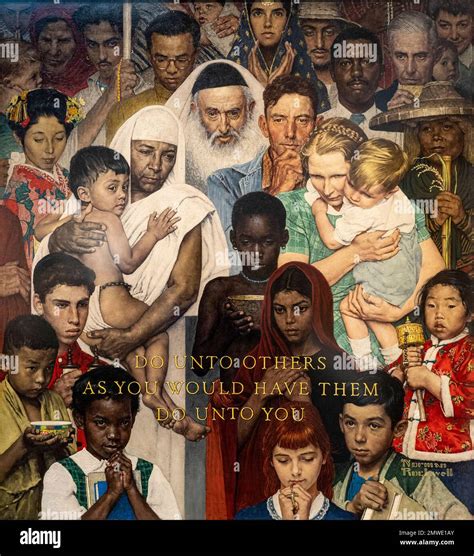 Norman Rockwell painting called Golden Rule done in 1961 for the ...